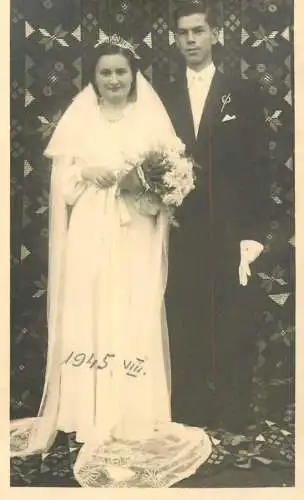 Real photo social history bride and groom couple 1945 picture