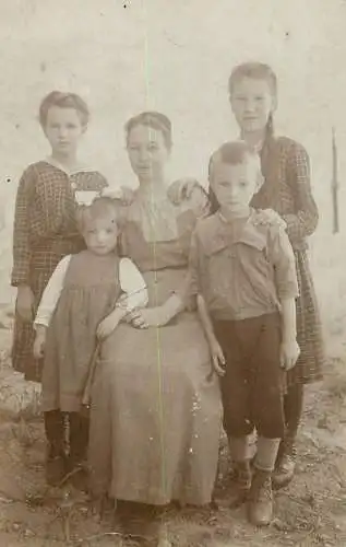 Real photo social history mother and her children family picture