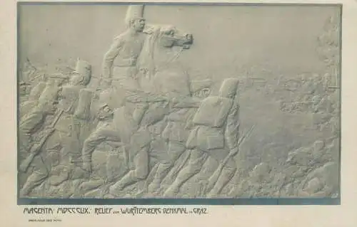 Magenta relief zum Wurttemberg Denkmal im Graz 1907 Postkarte