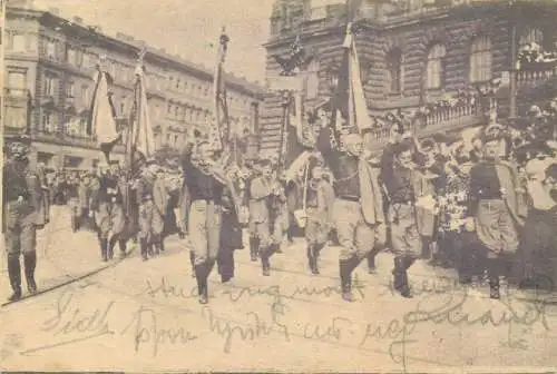 Arrival of Lower Austrian guests military parade Prague Czech R.