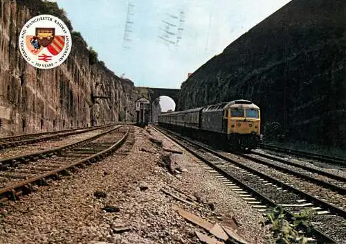 Liverpool & Manchester Railway "Rocket 150"  Clas 47 in Olive Mount Cutting with train from Manchester