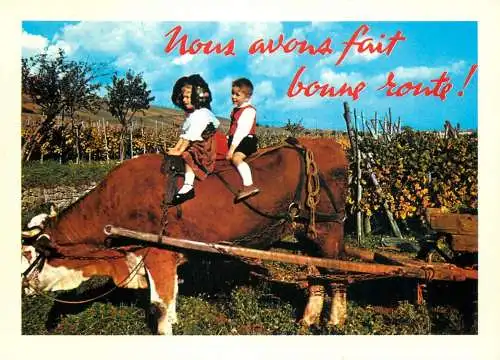 Images de France L'Alsace pittoresque enfants chevauchant une vache