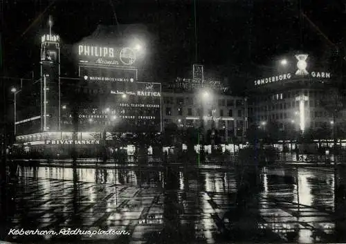 Denmark Copenhagen Town Hall square nocturnal aspect