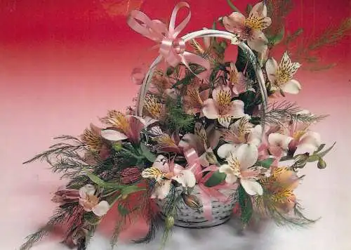 Advertising postcard flower basket