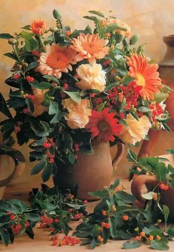 Advertising postcard flower vase