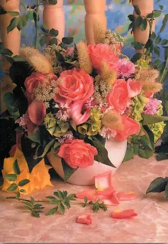 Advertising postcard flower vase
