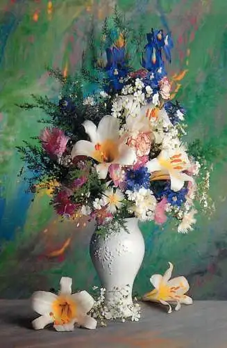 Advertising postcard flower vase