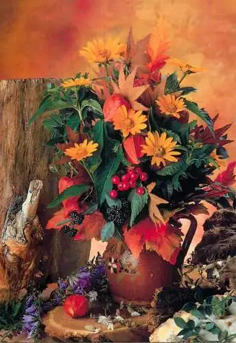 Advertising postcard flower basket