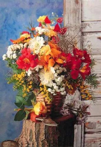 Advertising postcard flower basket