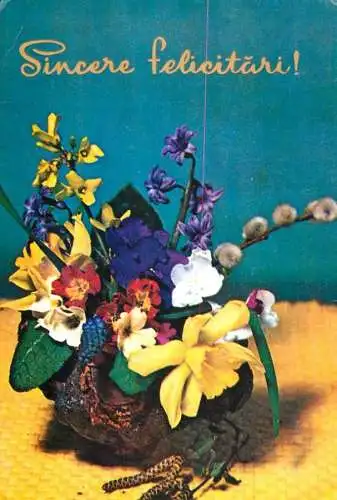 Advertising postcard flower basket