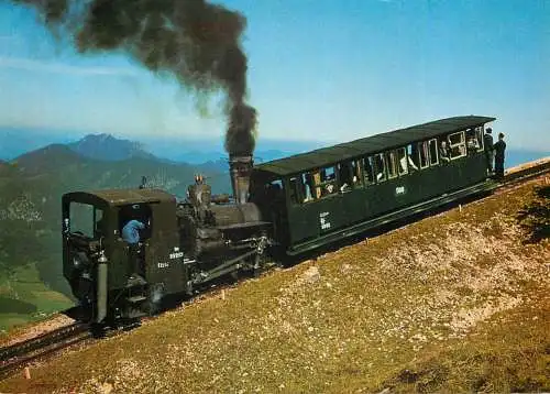 Transportation postcard train steam fahrt zum Schafberggipfel