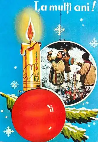 Holiday postcard Romania New Year traditions
