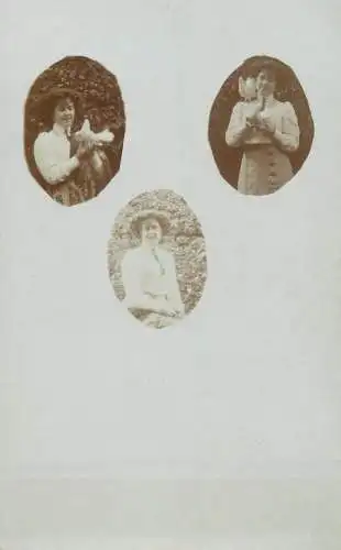 Photo postcard social history woman and dove pigeon