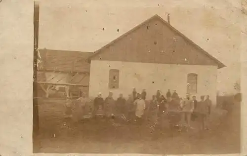 Photo postcard social history village reunion courtyard