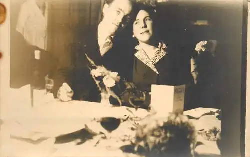 Photo postcard social history family couple elegance prestige wedding party