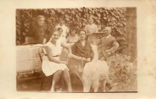 Photo postcard social history family party in the yard