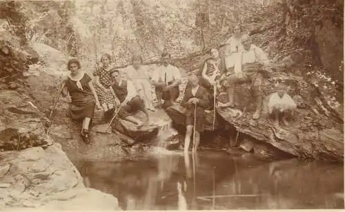 Photo postcard social history family outdoors Romania Nadas 1924