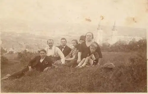 Photo postcard social history family at picnic