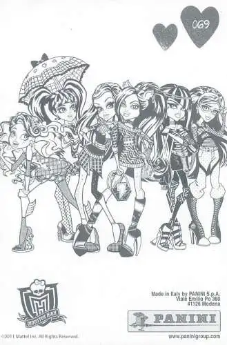 Monster High by Panini 2011 Mattel Inc. card 069