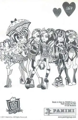 Monster High by Panini 2011 Mattel Inc. card 067 bite me