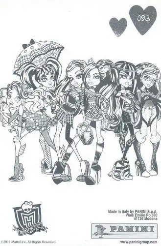 Monster High by Panini 2011 Mattel Inc. card 093 stitched together style