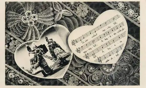 Music related vintage postcard Hungary love song couple