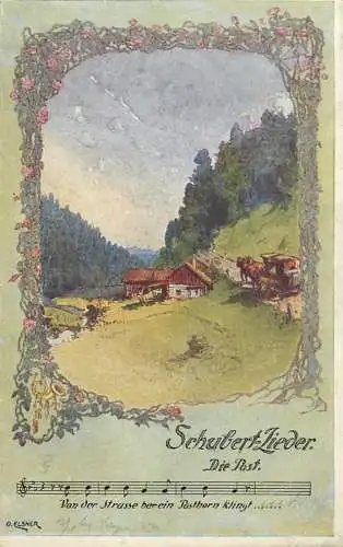 Music related vintage postcard Schubert Lieder die past