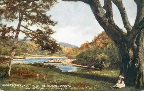 British fine art scenic postcard Moore's tree meeting of the waters Ovoca