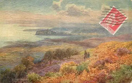 British fine art scenic postcard Scarborough from the Moobs