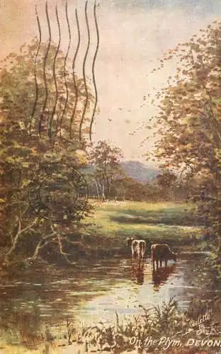 British fine art scenic postcard Devon on the plym