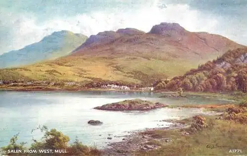 British fine art scenic postcard Salen from West Mull