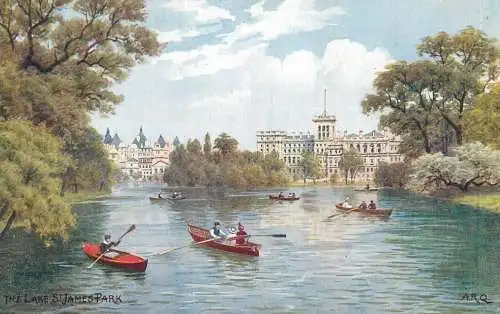 British fine art scenic postcard London the lake of St. James