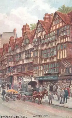 British fine art scenic postcard London Staple Inn Holborn