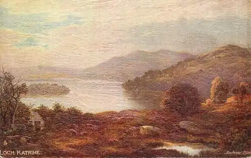 British fine art scenic postcard Loch Katrine