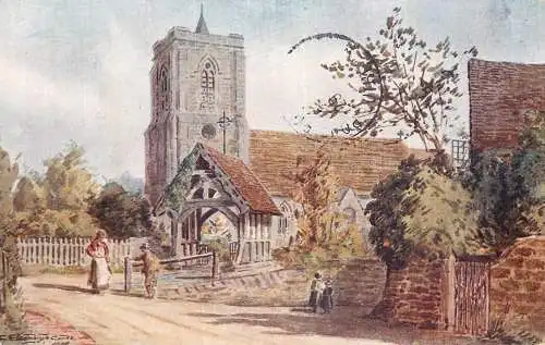 British fine art scenic postcard Speldhurst church near Tunbridge wells