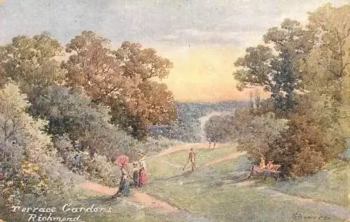 British fine art scenic postcard terrace gardens Richmond