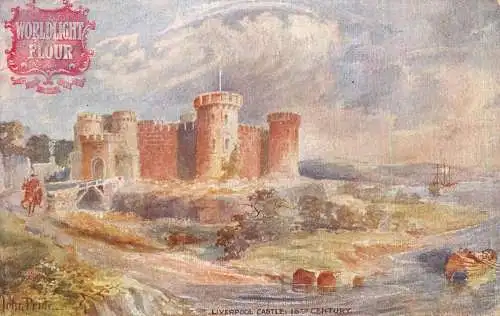 British fine art scenic postcard Liverpool castle John Pride