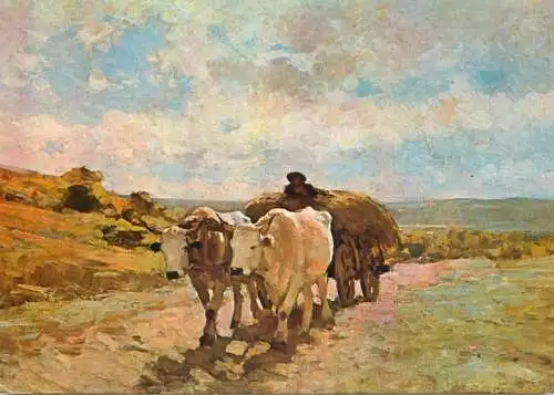 Fine arts postcard painting N. Grigorescu Printre dealuri si muncele