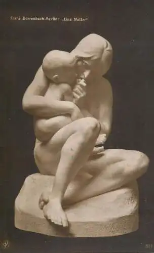Fine art postcard sculpture statue Franz Dorrenbach Berlin Eine mutter