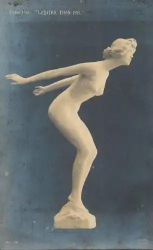 Fine art postcard sculpture statue Ebbe 1912 lighter than air