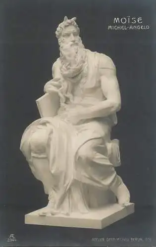 Fine art postcard sculpture statue Moise Michelangelo Michell Berlin