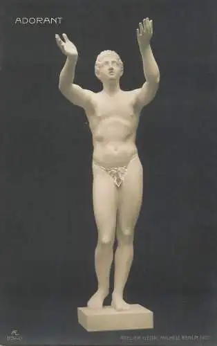 Fine art postcard sculpture statue adorant atelier Michell Berlin 1907