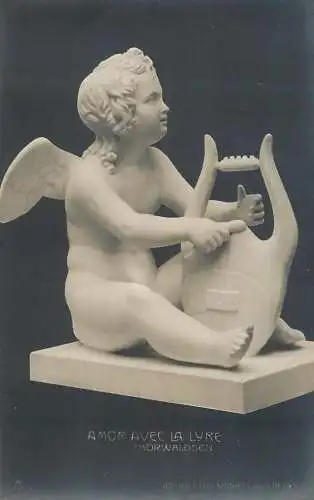 Fine art postcard sculpture statue Amor avec la lyre Thorwaldsen