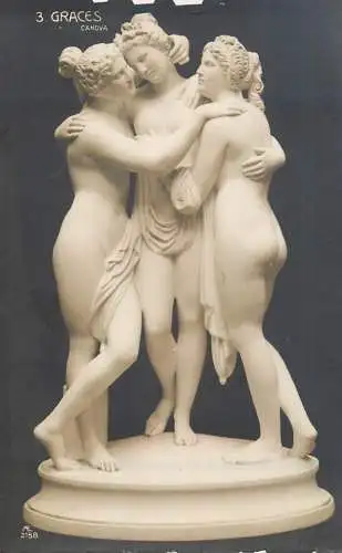 Fine art postcard sculpture statue Graces Canova
