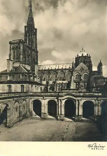 France Strasbourg Cathedral & entrance of Rohan castle