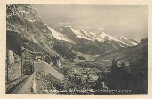 Switzerland Lotschbergbahn Blick ins Kandertal mit Felsenburg and der Alpen