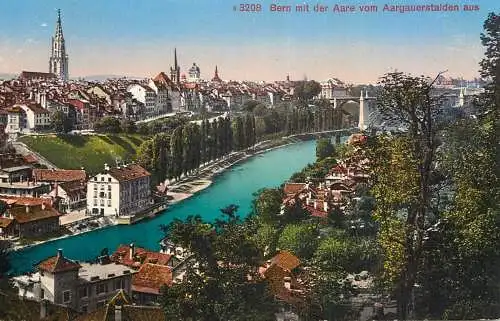 Switzerland Bern mit der Aare vom Aargauerstalde