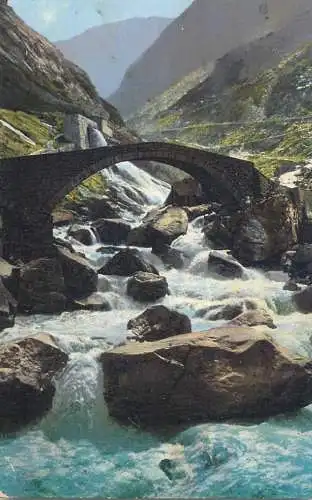 Switzerland Gotthardstrasse Die Sprengibrucke in der Schollenen
