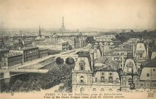 France Paris vue des Sept-Ponts prise de Saint-Gervais vue panoramique