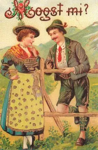 Ethnic types and scenes traditional costumes illustration